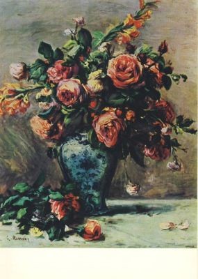 Piere-Auguste Renoir. Rosenstrauß. Kunstkarte 2. Wahl