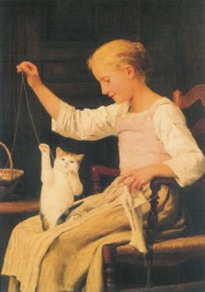 Albert Anker. Mädchen mit Katze. KK