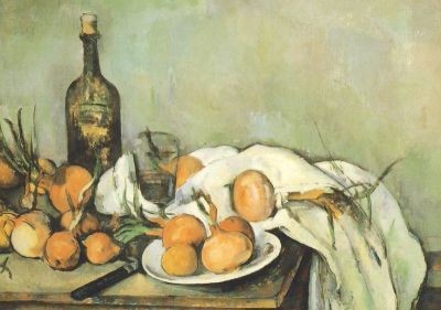 Cézanne, P. Stillleben mit Zwiebeln undFlasche, 1895. KK