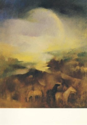Habegger, J.-D. Landschaft mit Pferden. KK