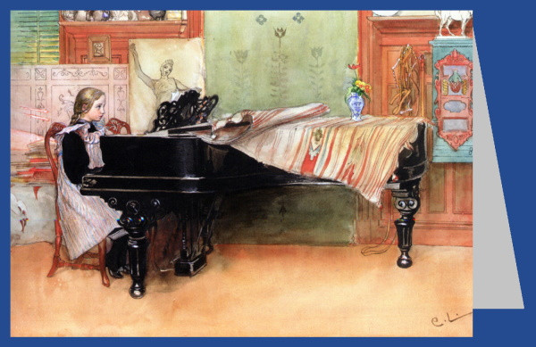Carl Larsson. Skolorna, Mädchen am Klavier, 1898