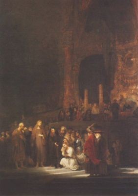 Rembrandt. Die Ehebrecherin vor Christus