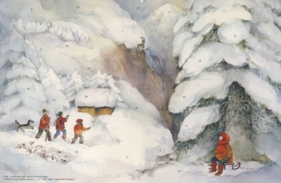Christiane Lesch. Weihnacht im Gebirge. 47x31cm.